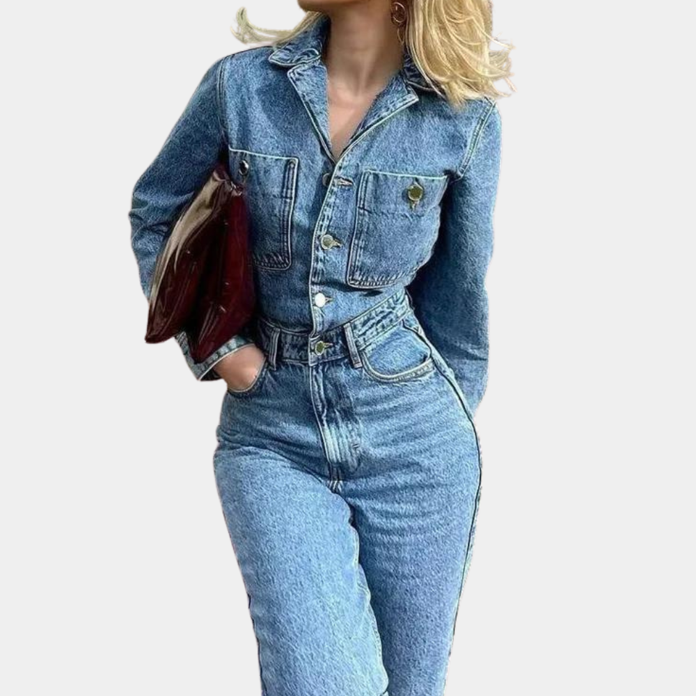 Sophie | Stylish Long Sleeve Denim Jumpsuit for Women